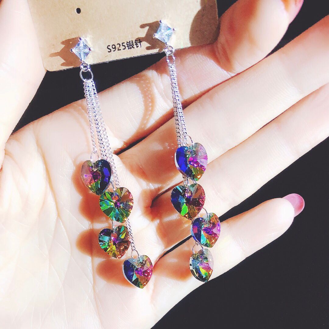 Pendientes de cristal de borlas largas al por mayor